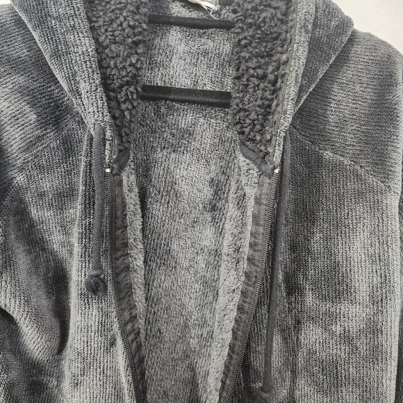 P.J. Salvage Gray Cozy Hoodie Full Zip Fleece Sherpa Jacket Women's Size XL - Picture 6 of 15